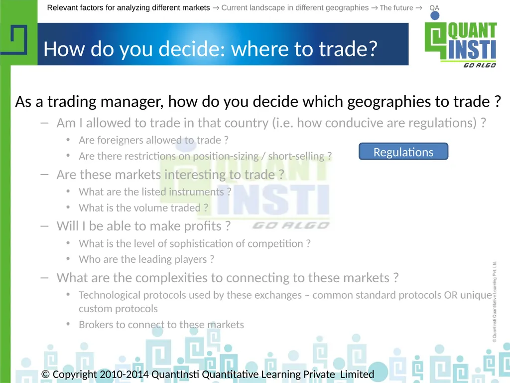 Algorithmic Trading in different geographies - - slide 15 of 59