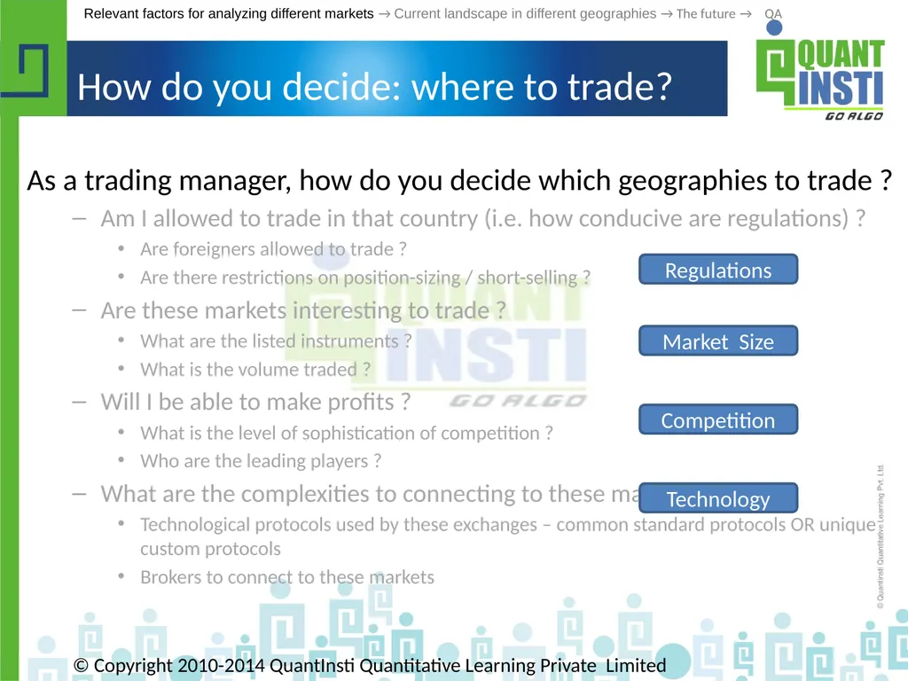 Algorithmic Trading in different geographies - - slide 18 of 59