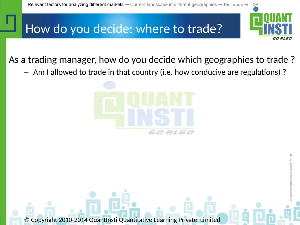 Algorithmic Trading in different geographies - - slide 6 of 59