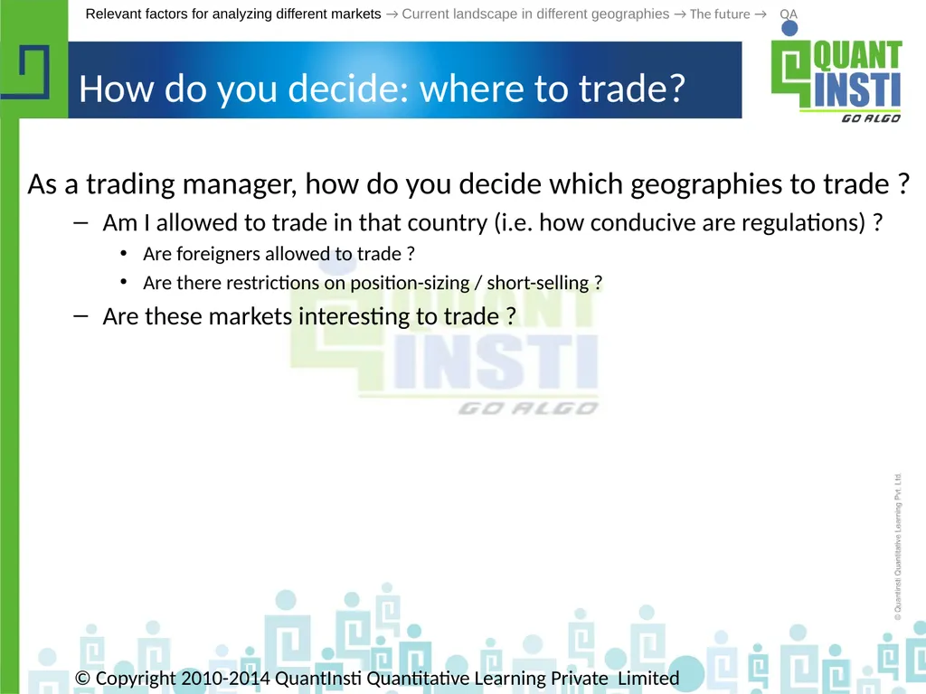 Algorithmic Trading in different geographies - - slide 9 of 59