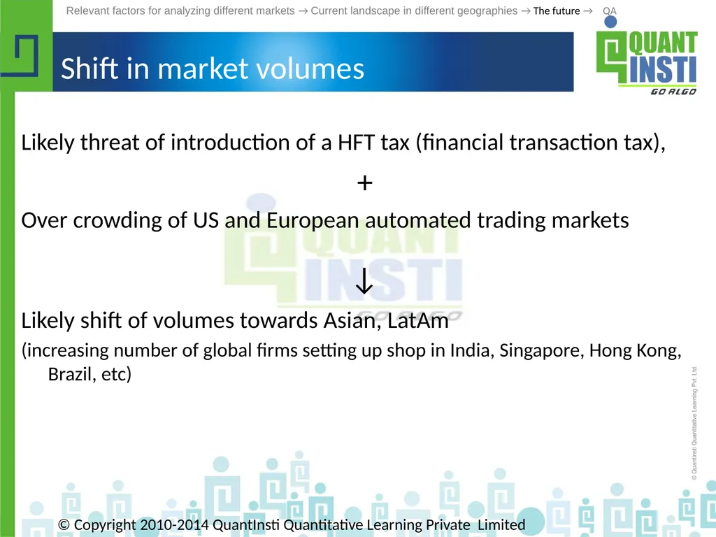 Algorithmic Trading in different geographies - - slide 50 of 59