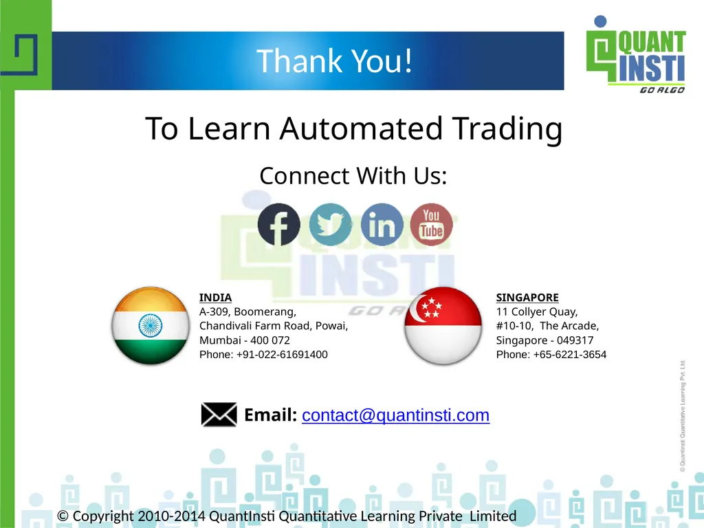 Algorithmic Trading in different geographies - - slide 59 of 59