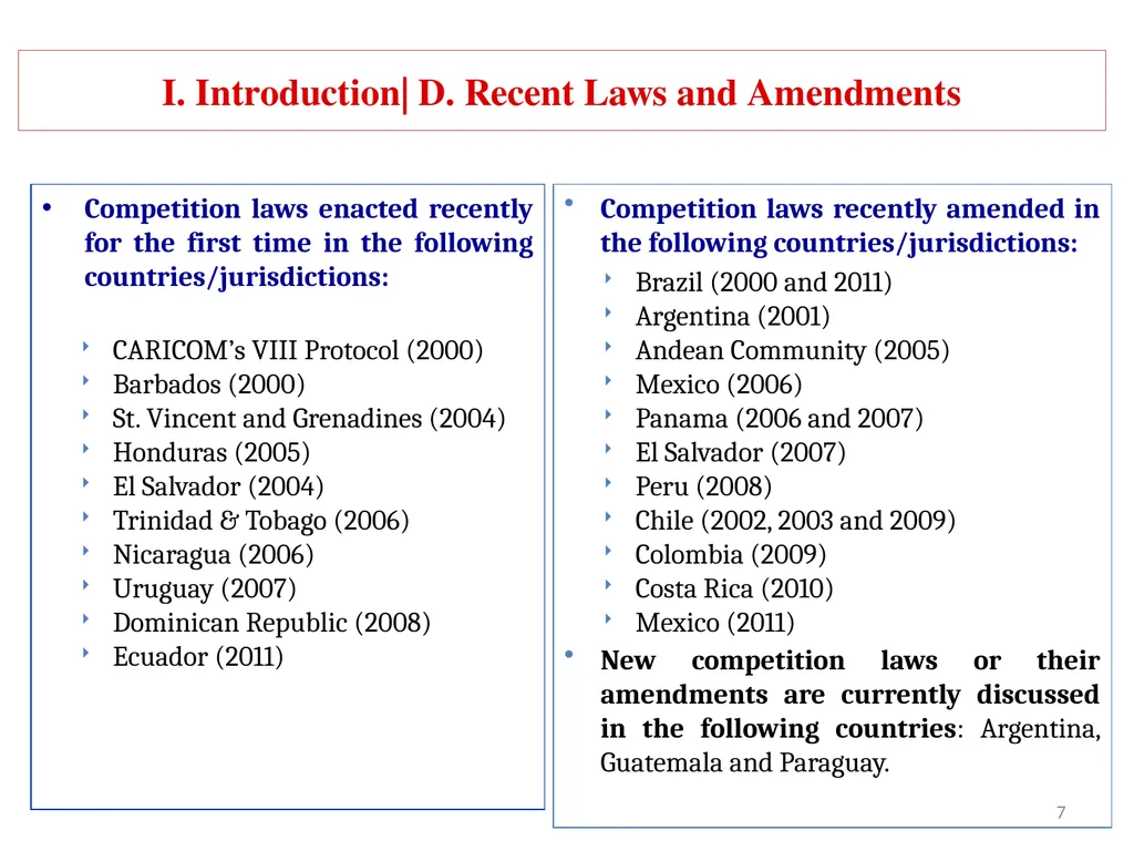 COMPETITION LAW IN LATIN AMERICA Main Feautures - slide 7 of 51