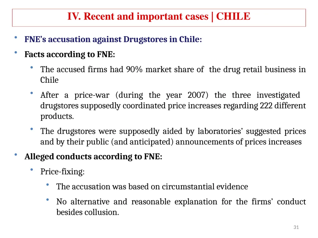 COMPETITION LAW IN LATIN AMERICA Main Feautures - slide 31 of 51