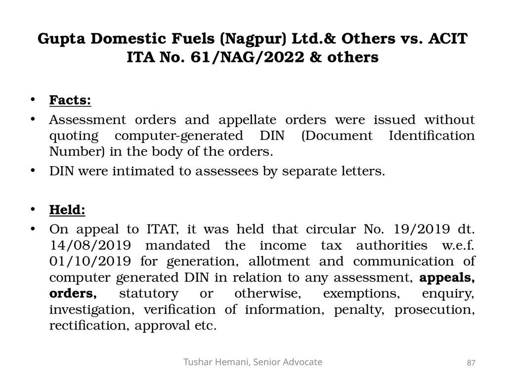 Controversial issues under the Income Tax & Fake - slide 87 of 129