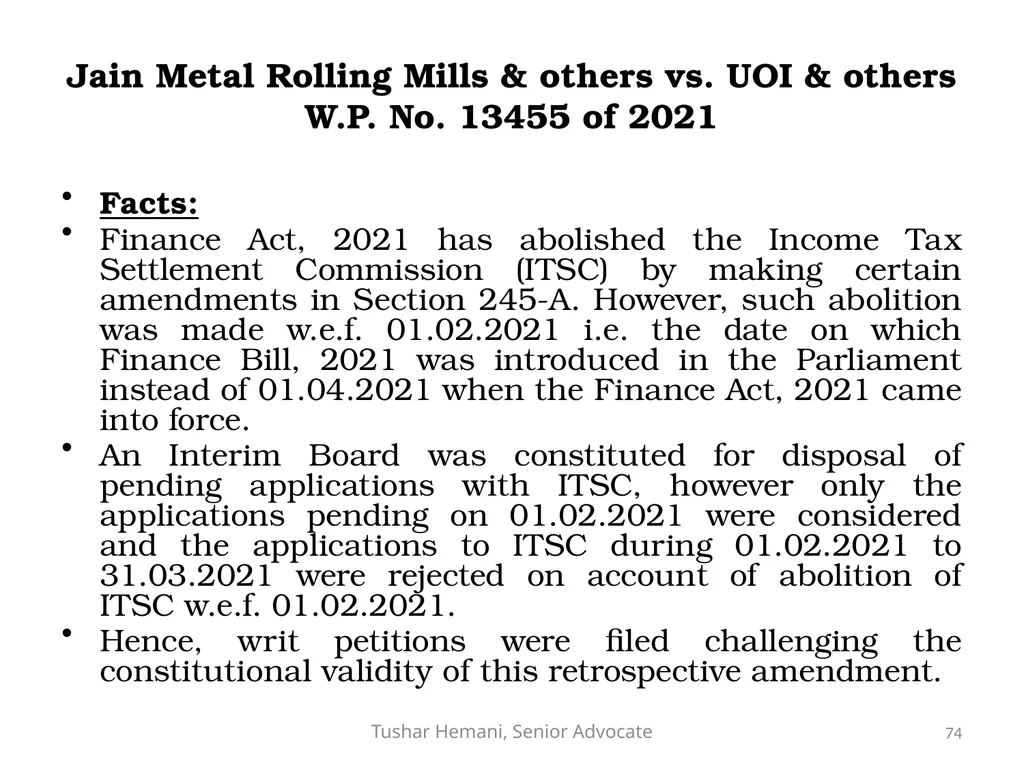 Controversial issues under the Income Tax & Fake - slide 74 of 129
