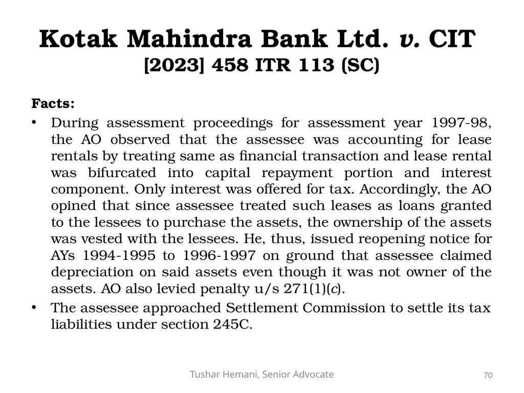 Controversial issues under the Income Tax & Fake - slide 70 of 129