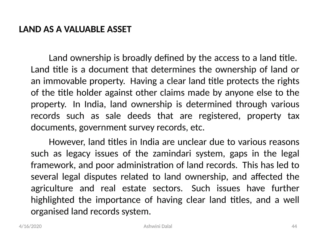 UNIT-I: Classification of lands — Ownership of - slide 44 of 58
