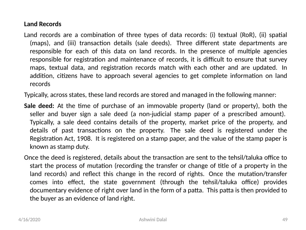 UNIT-I: Classification of lands — Ownership of - slide 49 of 58