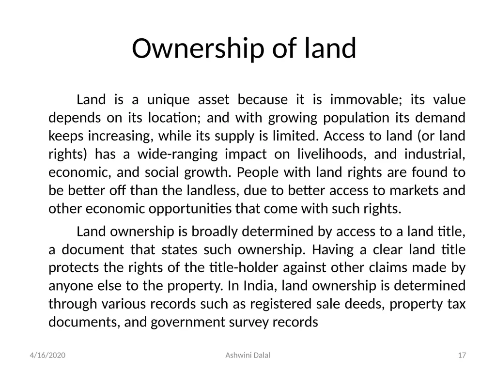UNIT-I: Classification of lands — Ownership of - slide 17 of 58