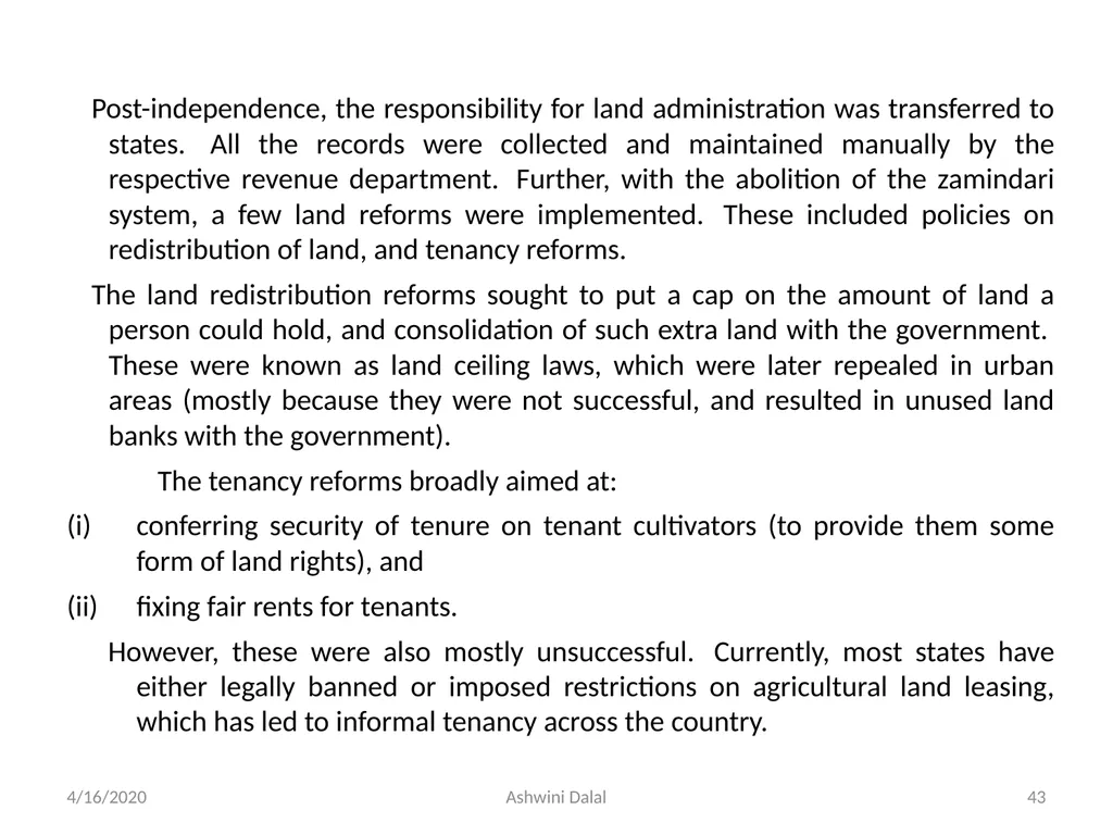 UNIT-I: Classification of lands — Ownership of - slide 43 of 58
