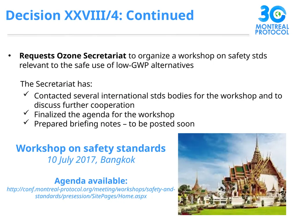 1. Decisions by MOP28 2. Issues for consideration - slide 6 of 20
