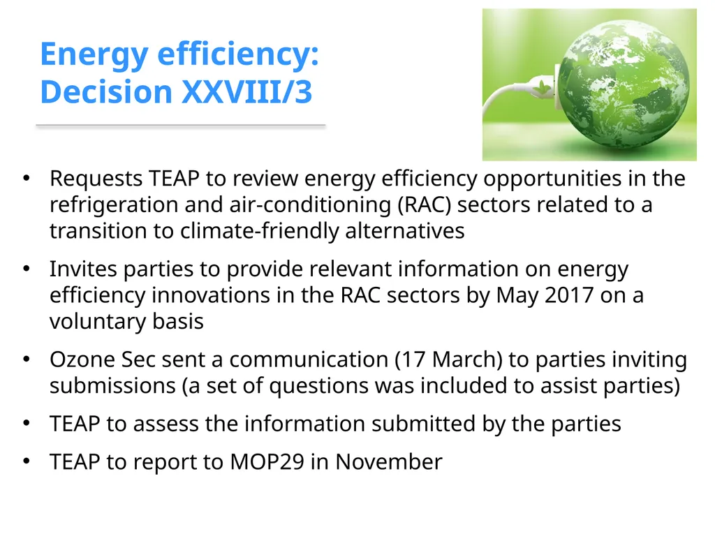 1. Decisions by MOP28 2. Issues for consideration - slide 4 of 20