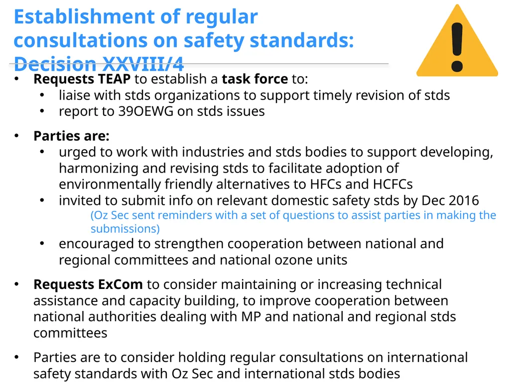 1. Decisions by MOP28 2. Issues for consideration - slide 5 of 20