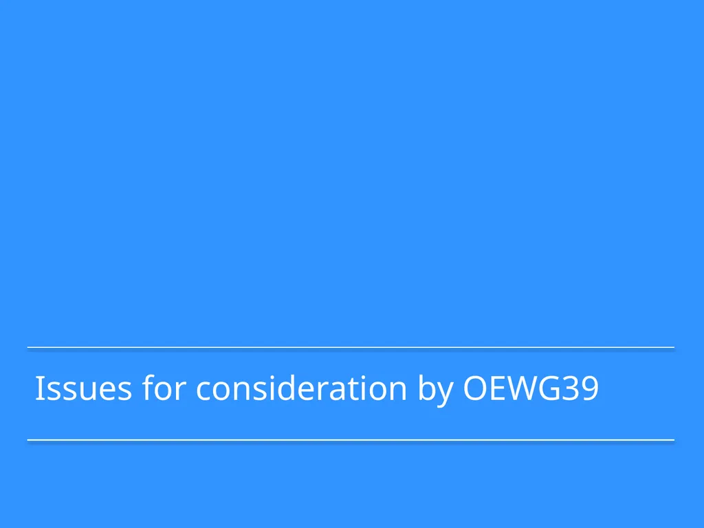 1. Decisions by MOP28 2. Issues for consideration - slide 13 of 20
