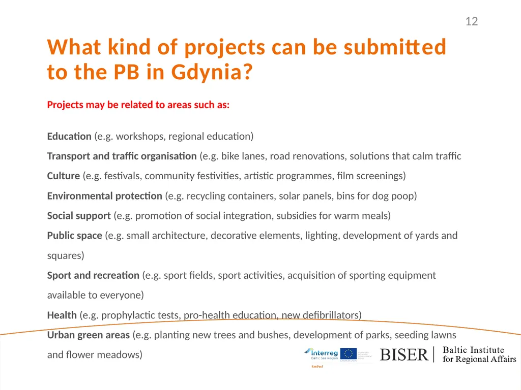 EmPaci Project Empowering participatory Budgeting - slide 12 of 20