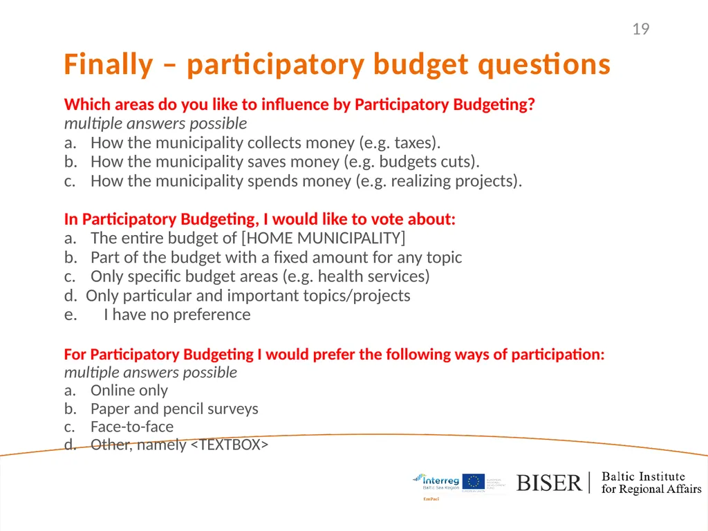 EmPaci Project Empowering participatory Budgeting - slide 19 of 20