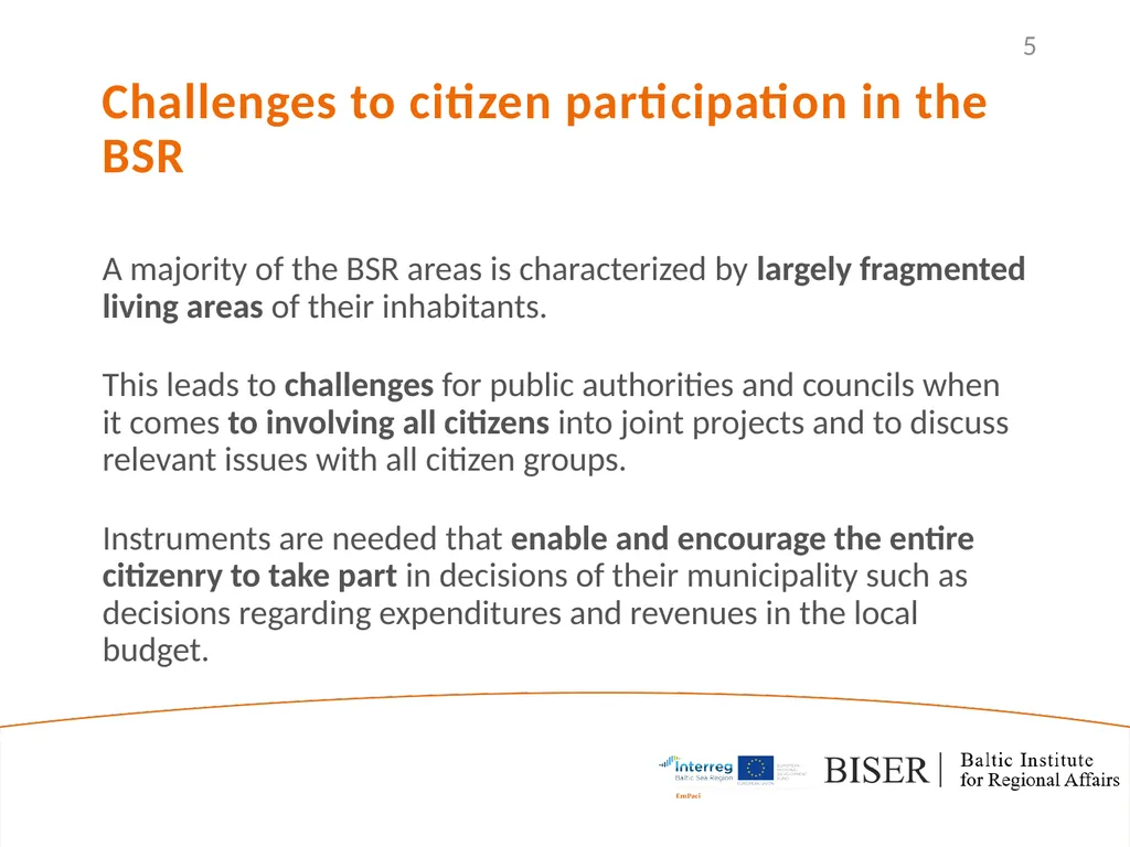EmPaci Project Empowering participatory Budgeting - slide 5 of 20