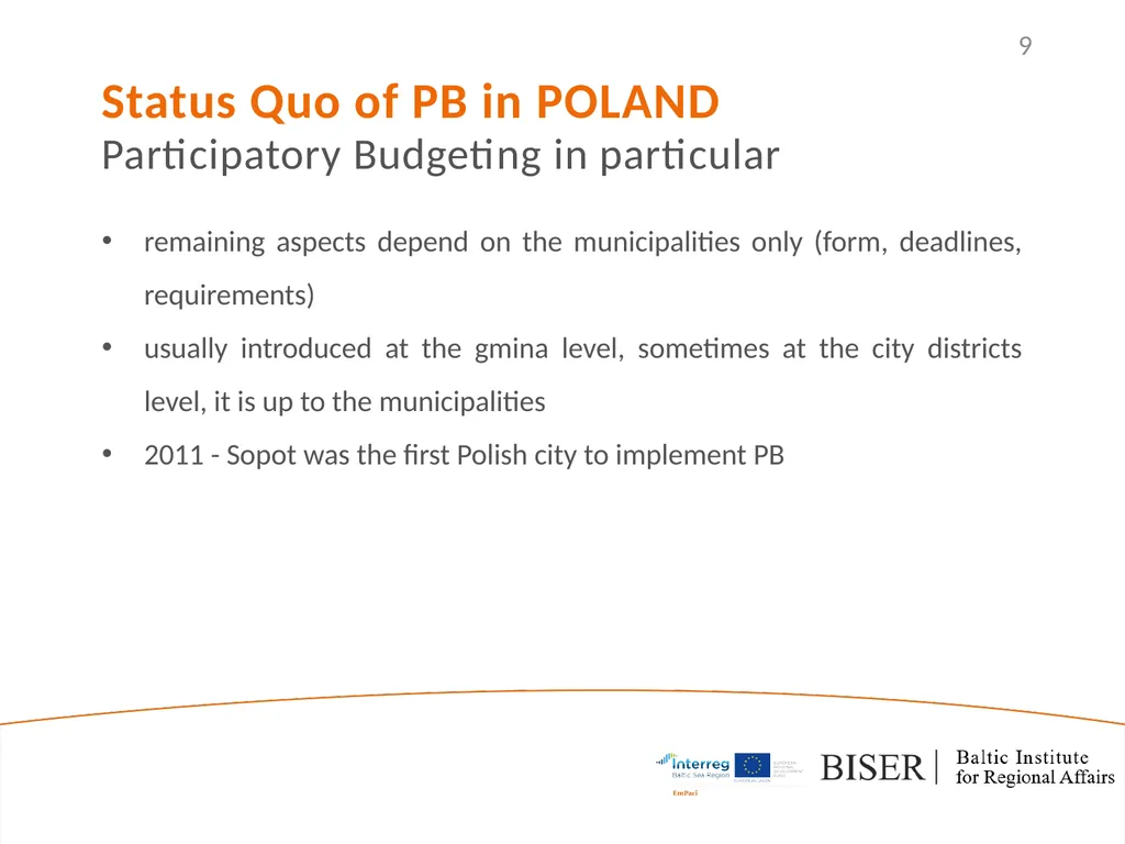 EmPaci Project Empowering participatory Budgeting - slide 9 of 20