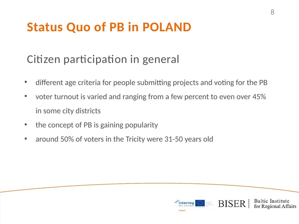 EmPaci Project Empowering participatory Budgeting - slide 8 of 20