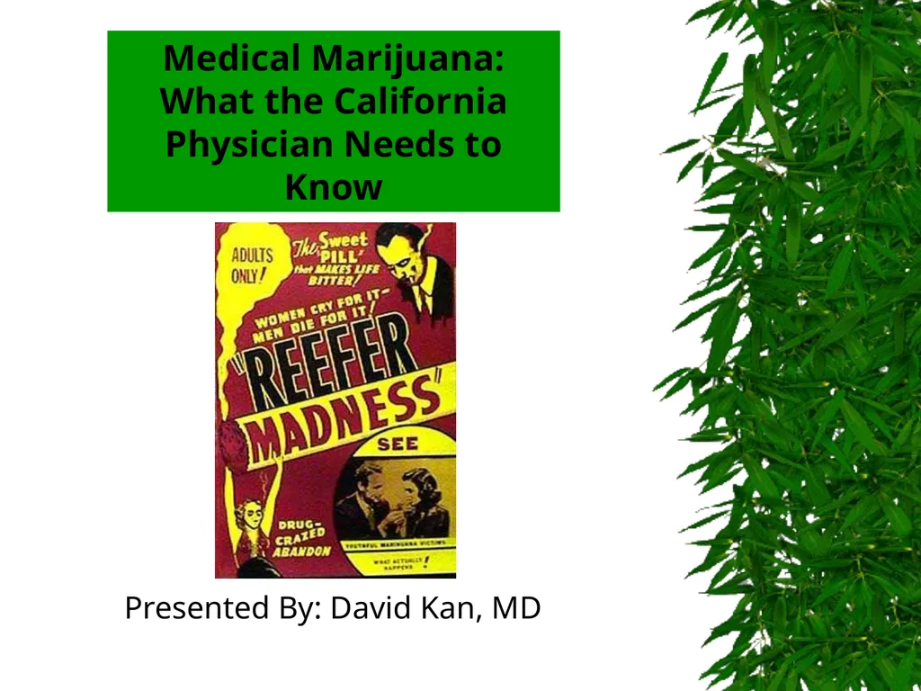 Presented By: David Kan, MD Medical Marijuana: