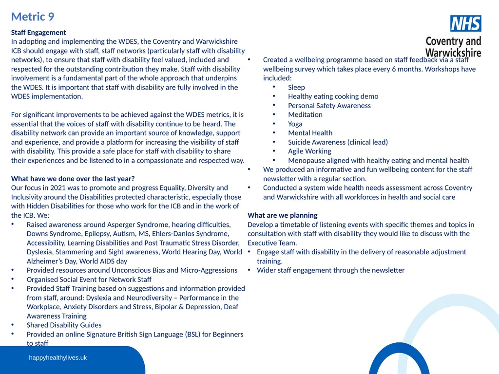 Workforce Disability Equality Standard (WDES) - slide 11 of 13