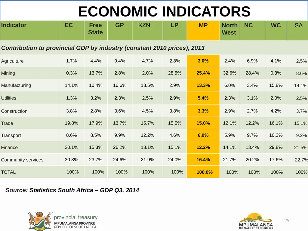 MPUMALANGA ECONOMY – PERFORMANCE, CHALLENGES AND - slide 25 of 44