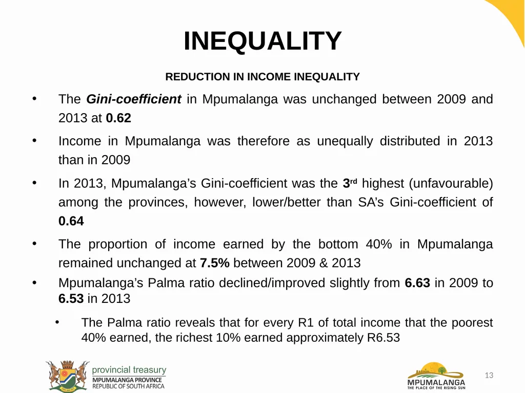 MPUMALANGA ECONOMY – PERFORMANCE, CHALLENGES AND - slide 13 of 44