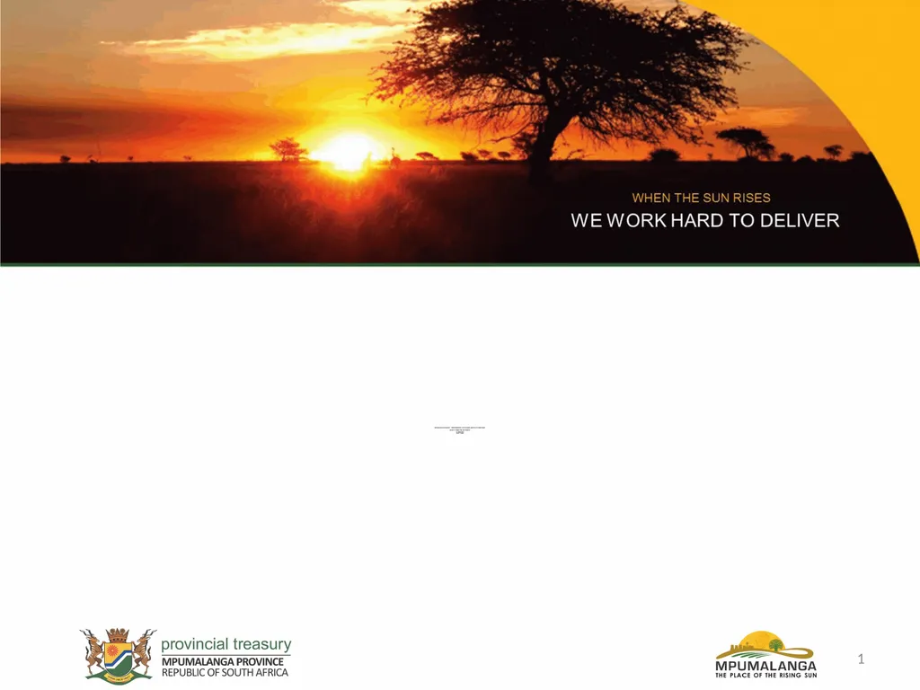 MPUMALANGA ECONOMY – PERFORMANCE, CHALLENGES AND - slide 1 of 44