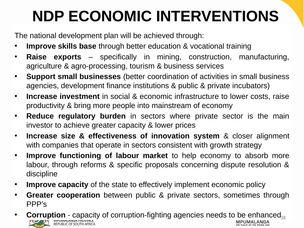 MPUMALANGA ECONOMY – PERFORMANCE, CHALLENGES AND - slide 38 of 44