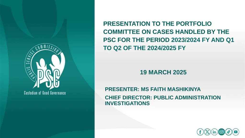 PRESENTATION TO THE PORTFOLIO COMMITTEE ON CASES - slide 1 of 27