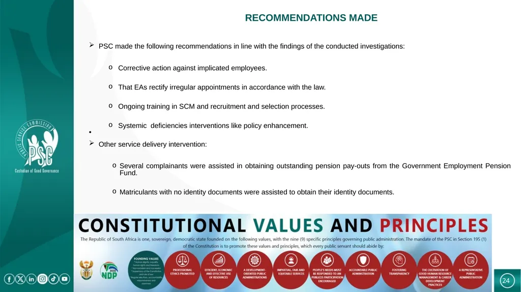 PRESENTATION TO THE PORTFOLIO COMMITTEE ON CASES - slide 24 of 27
