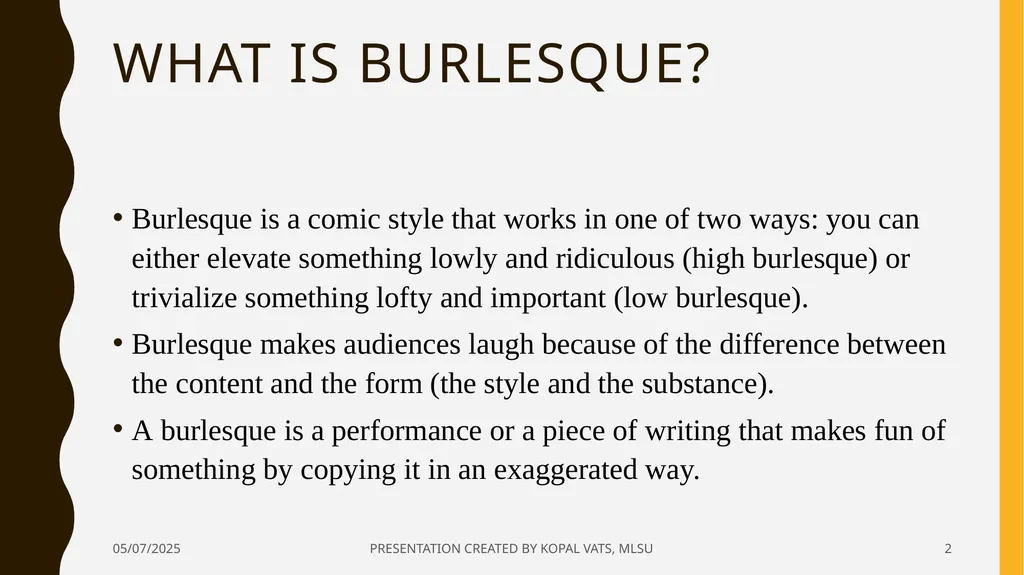 burlesque 12/22/2020 PRESENTATION CREATED BY KOPAL - slide 2 of 17