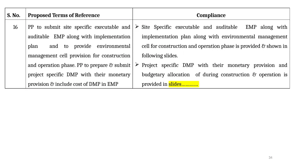 PRESENTATION FOR OBTAINING ENVIRONMENT CLEARANCE - slide 34 of 41