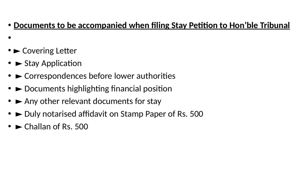 RECOVERY PROCEEDINGS AND STAY OF DEMAND UNDER THE - slide 47 of 53
