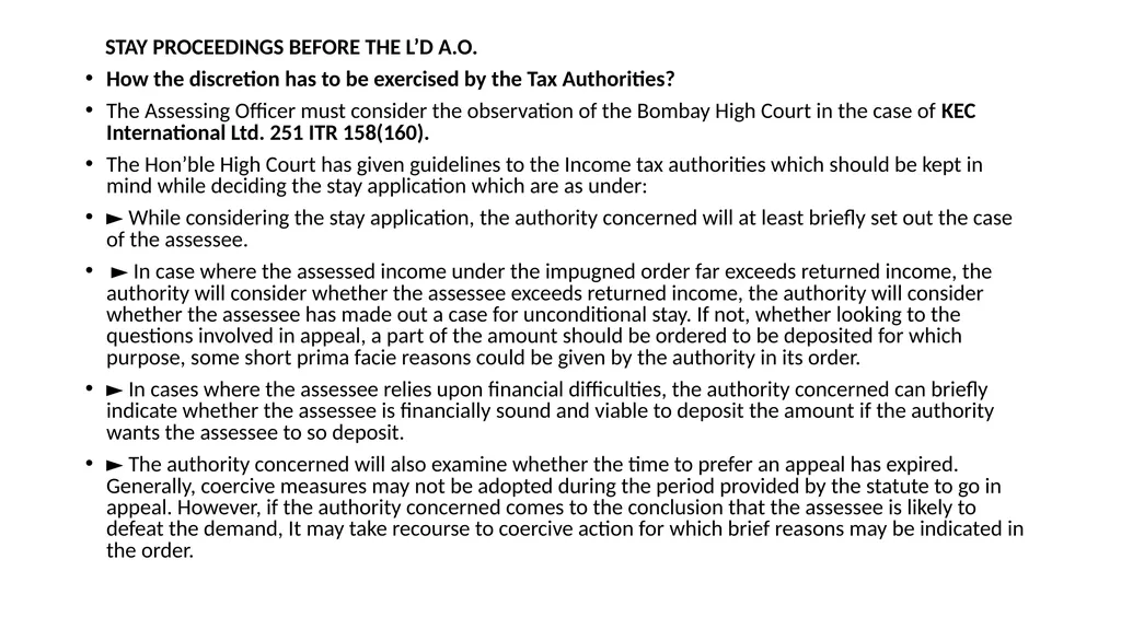 RECOVERY PROCEEDINGS AND STAY OF DEMAND UNDER THE - slide 37 of 53