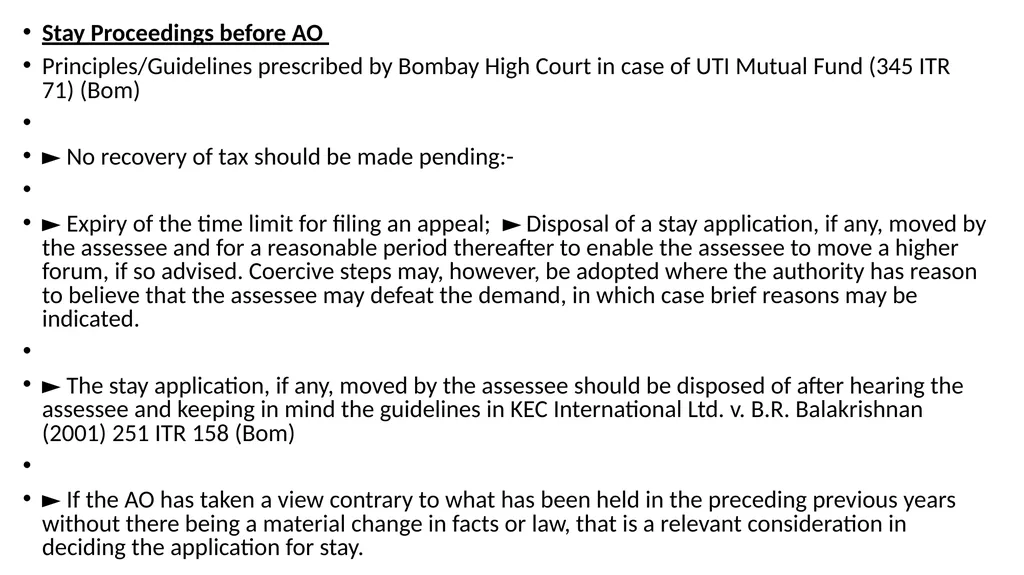 RECOVERY PROCEEDINGS AND STAY OF DEMAND UNDER THE - slide 41 of 53