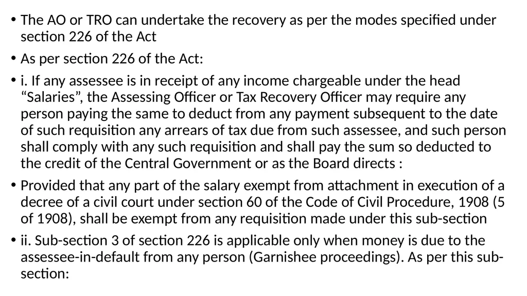 RECOVERY PROCEEDINGS AND STAY OF DEMAND UNDER THE - slide 13 of 53