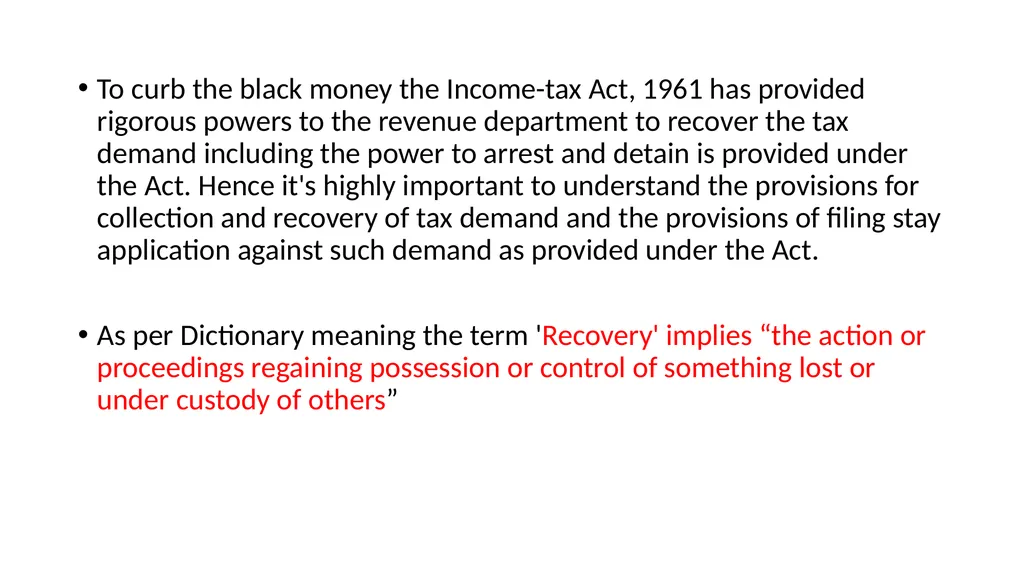 RECOVERY PROCEEDINGS AND STAY OF DEMAND UNDER THE - slide 3 of 53