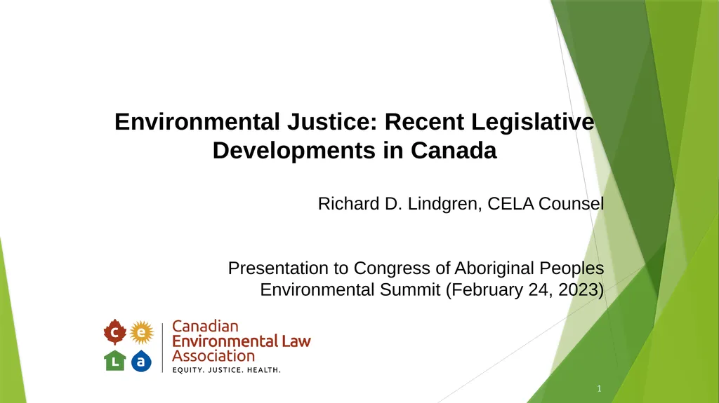 1 Environmental Justice: Recent Legislative - slide 1 of 16