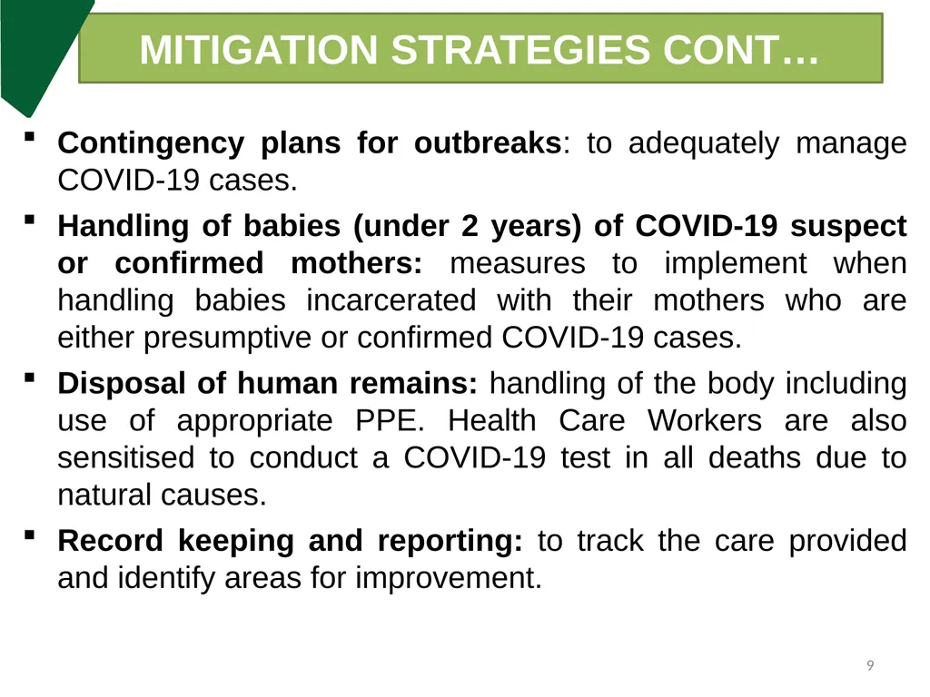 DCS Update on COVID-19 & Measures put in place - slide 9 of 27