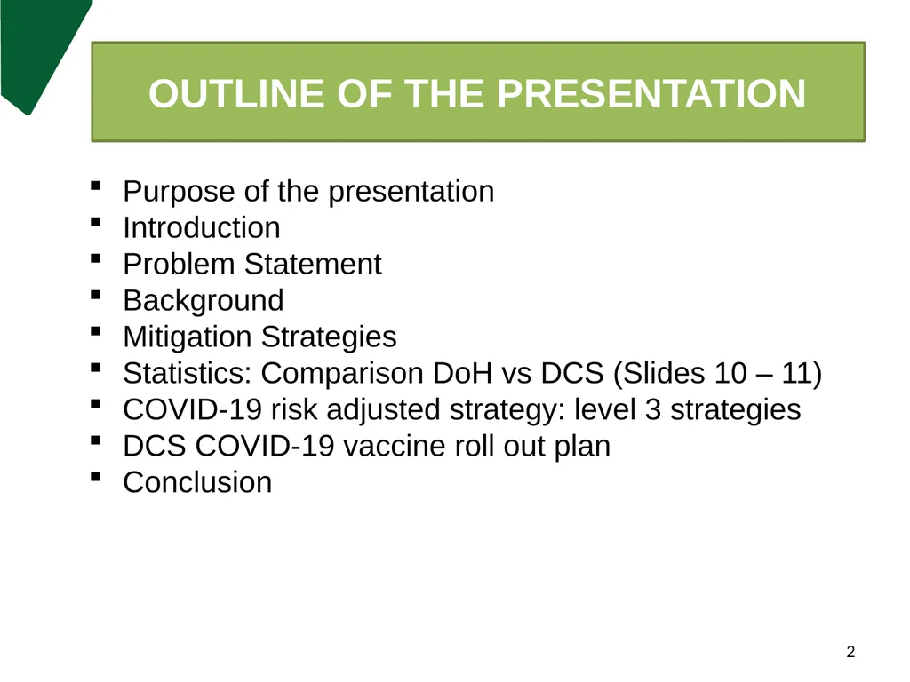 DCS Update on COVID-19 & Measures put in place - slide 2 of 27