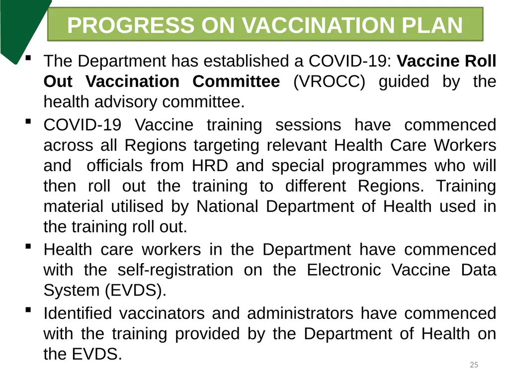 DCS Update on COVID-19 & Measures put in place - slide 25 of 27