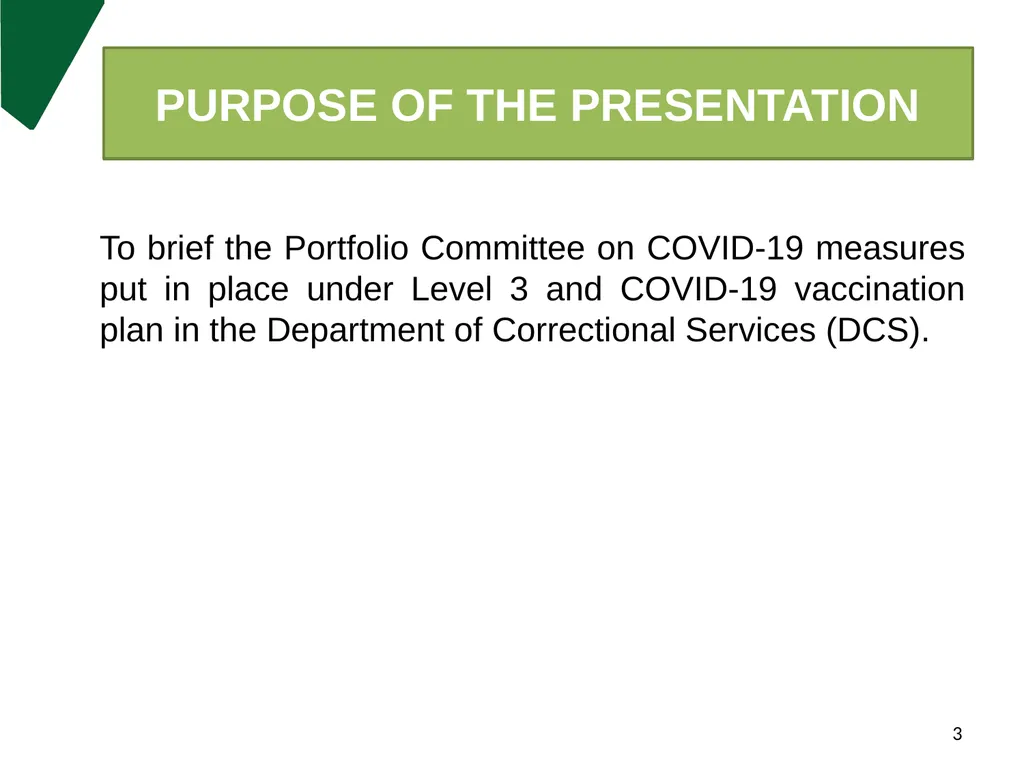 DCS Update on COVID-19 & Measures put in place - slide 3 of 27