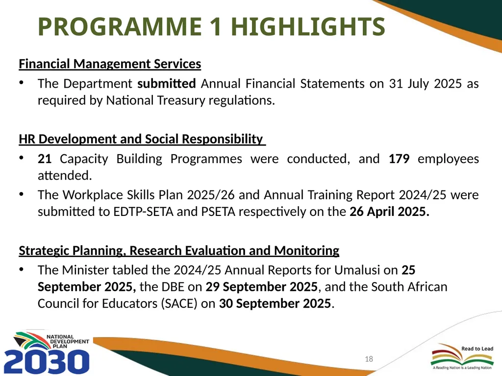 FIRST AND SECOND QUARTERLY REPORT ON THE - slide 18 of 78