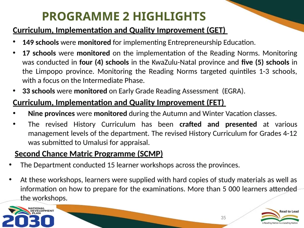FIRST AND SECOND QUARTERLY REPORT ON THE - slide 35 of 78