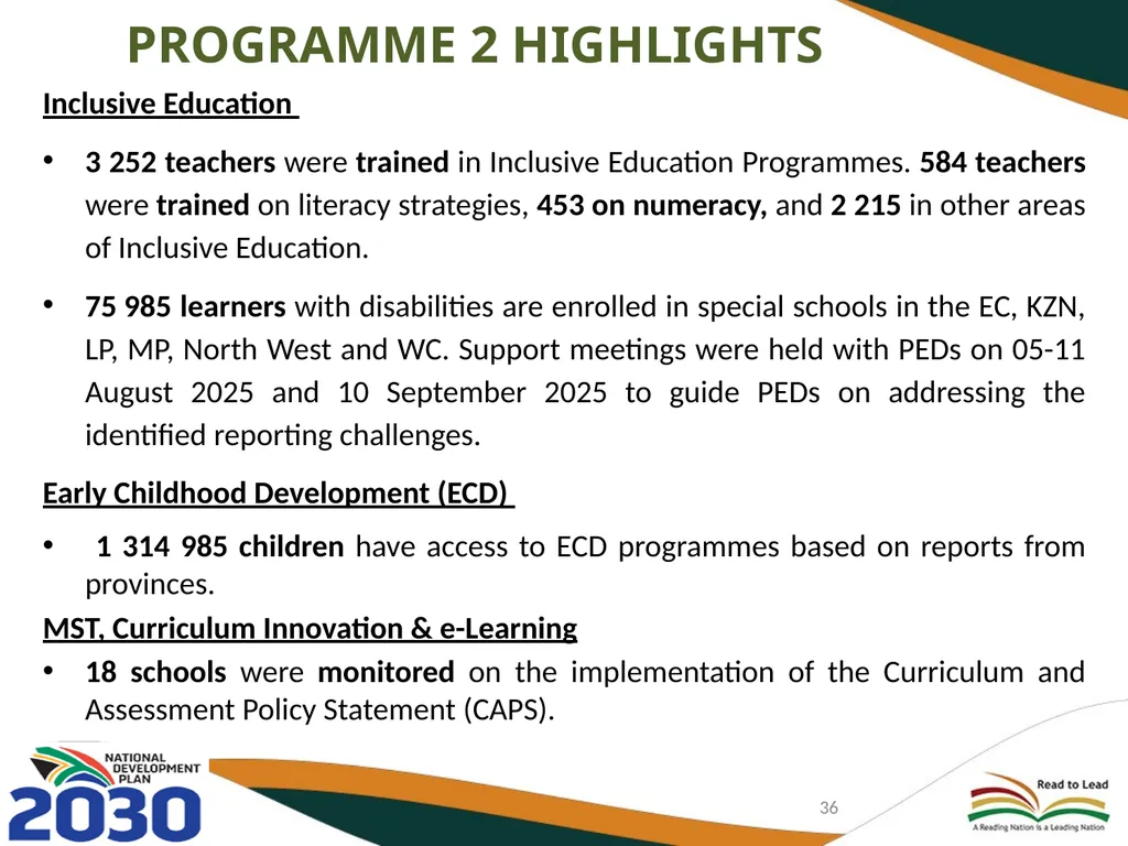 FIRST AND SECOND QUARTERLY REPORT ON THE - slide 36 of 78