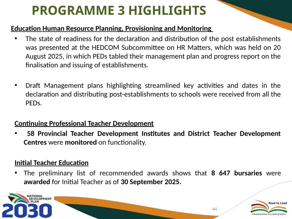 FIRST AND SECOND QUARTERLY REPORT ON THE - slide 44 of 78