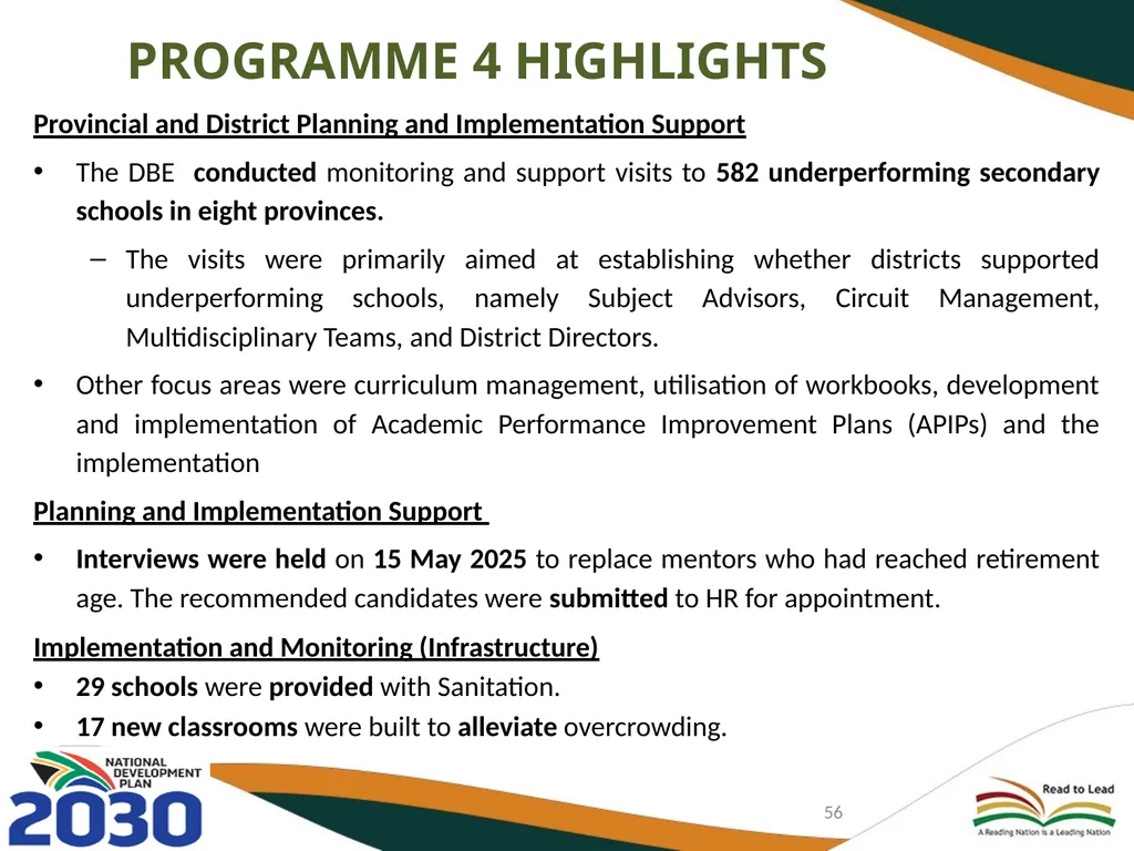 FIRST AND SECOND QUARTERLY REPORT ON THE - slide 56 of 78