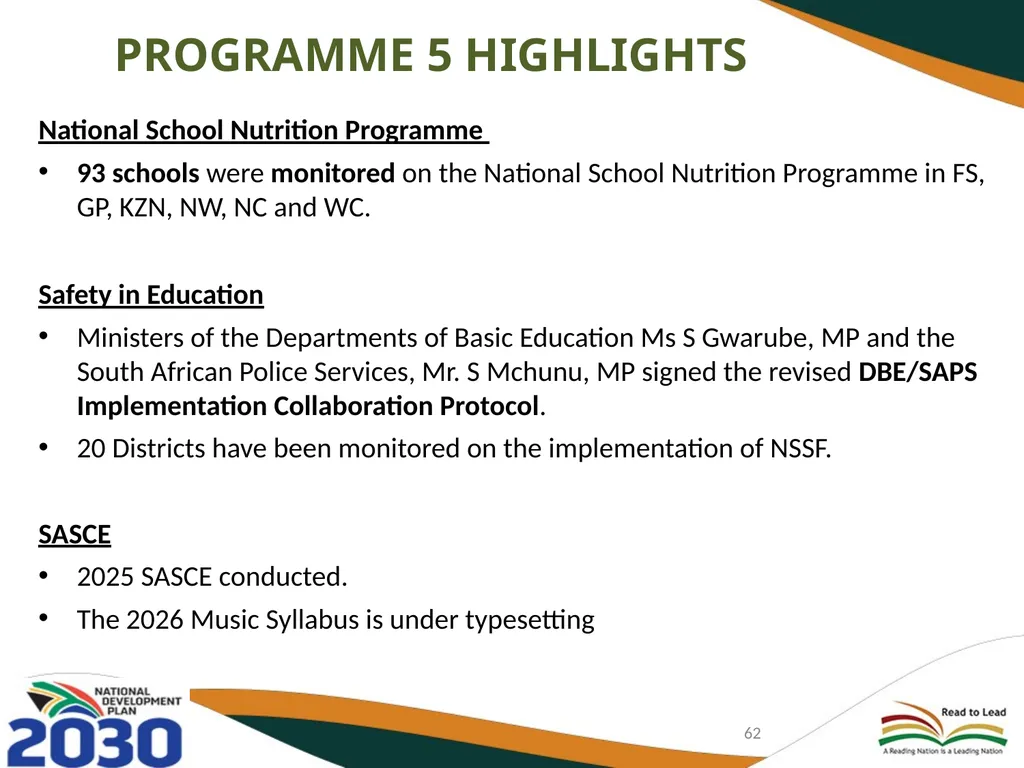 FIRST AND SECOND QUARTERLY REPORT ON THE - slide 62 of 78